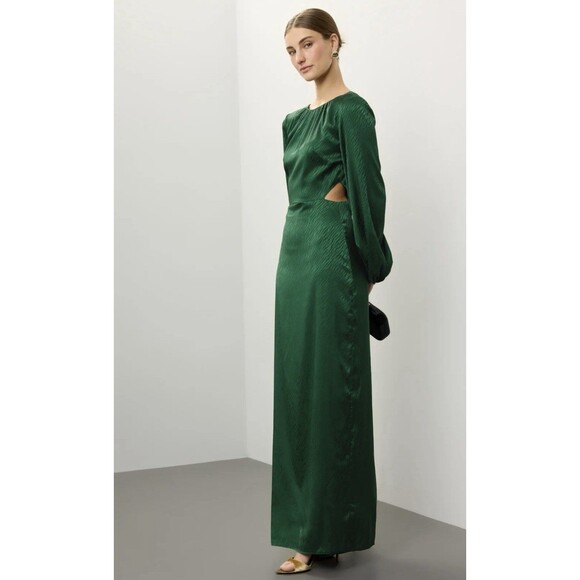 One33 Social Emerald Green Zebra Jacquard Column Dress Size 8 - Picture 1 of 14
